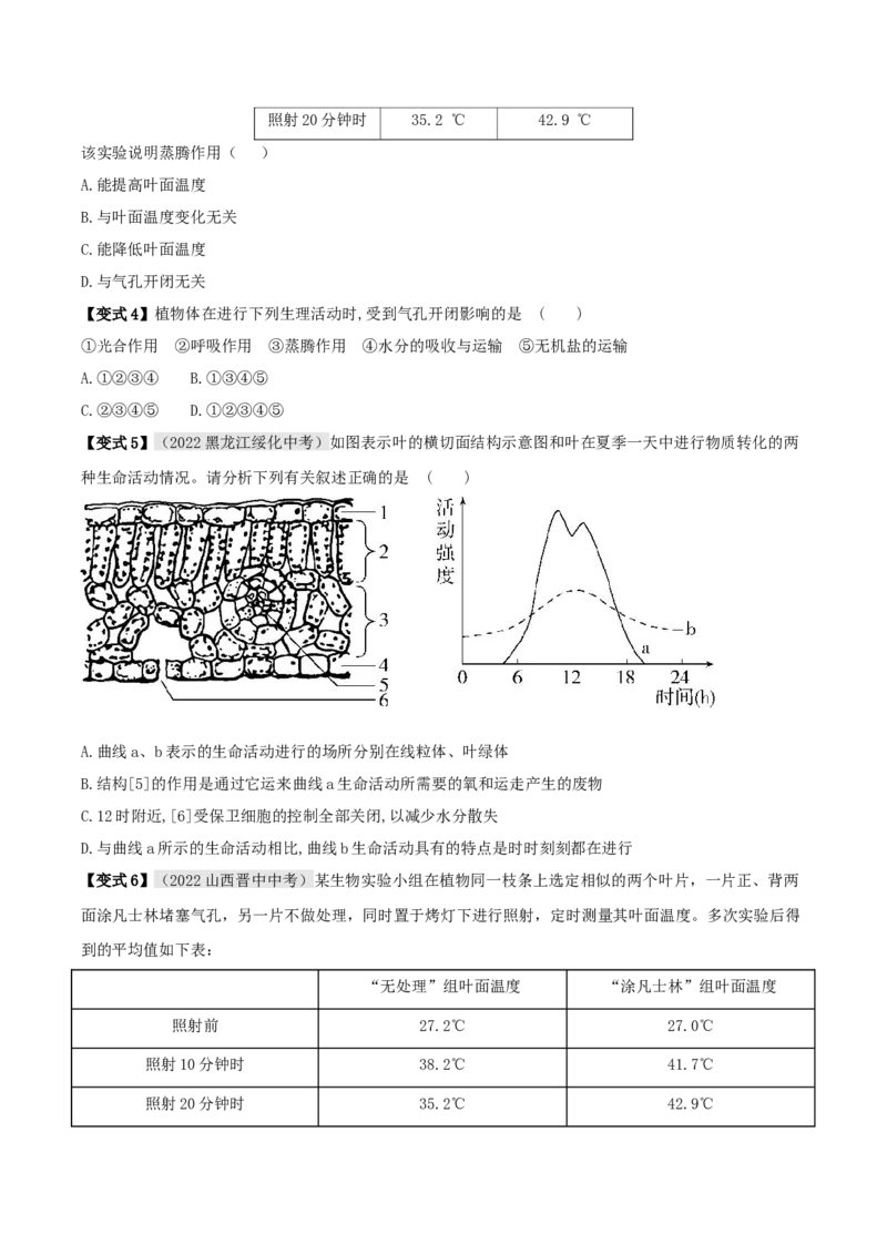专题09绿色植物与生物圈的水循环（原卷版）_6生物中考复习_2023年中考复习资料_专项复习_2023年中考生物总复习真题探究与变式训练（全国通用）