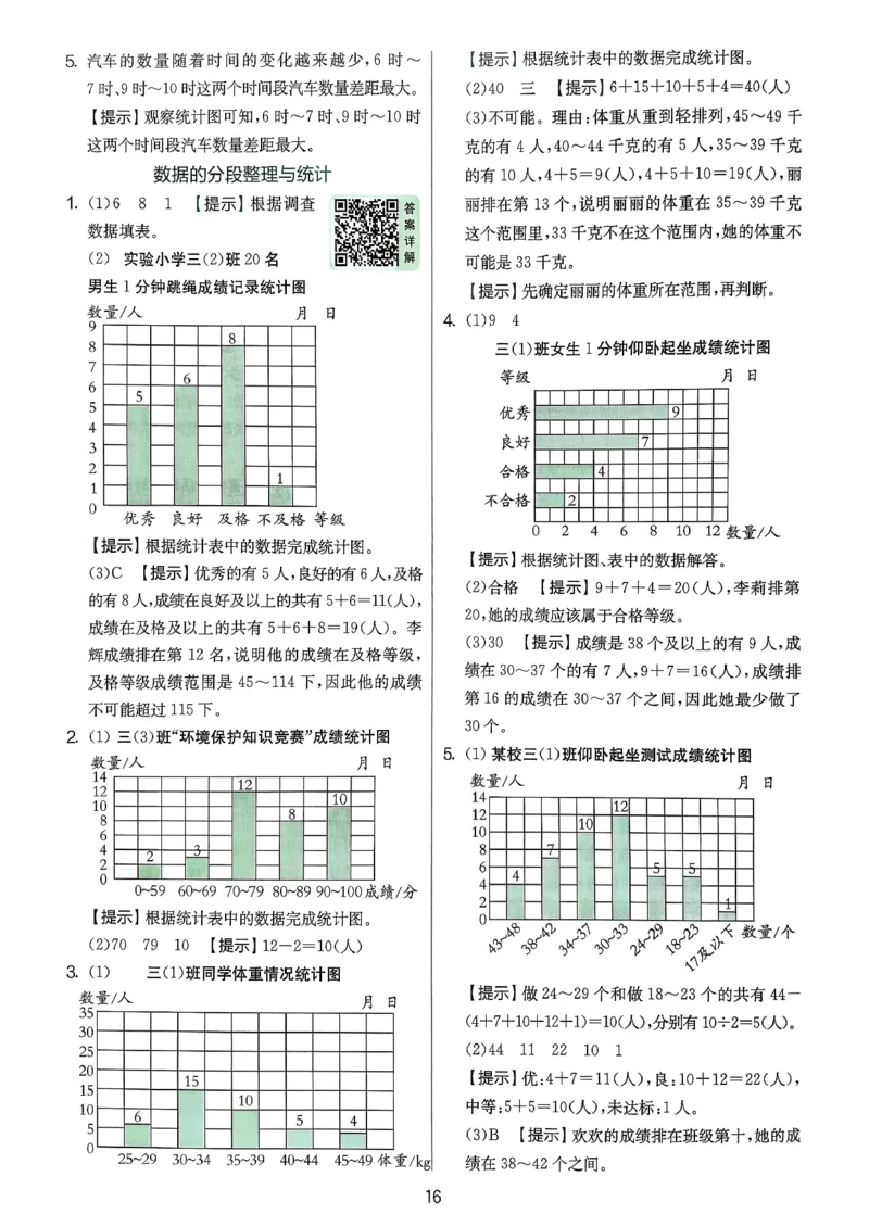 三下答案解析数学苏教_2026春季学期_26春苏教数学《实验班提优训练》2-6下_26春《实验班提优训练》数学SJ3下