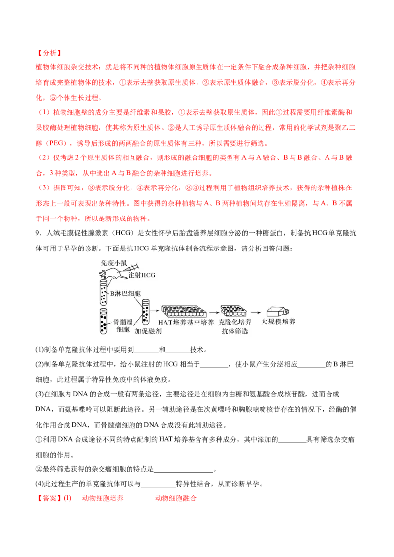 考向27细胞工程-备战2023年高考生物一轮复习考点微专题（全国通用）（解析版）_通用版（老高考）复习资料_2023年复习资料_一轮复习_备战2023年高考生物一轮复习考点微专题（全国通用）