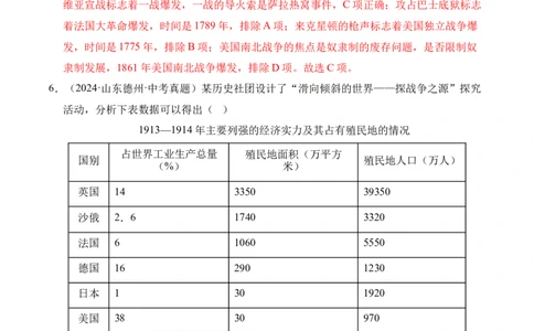 专题29第一次世界大战和战后初期的世界&middot;选择题（全国通用）（解析版）_8历史中考复习_2026年中考复习（更新中）_好题汇编三年（2023-2025）中考历史真题分类汇编（全国通用）