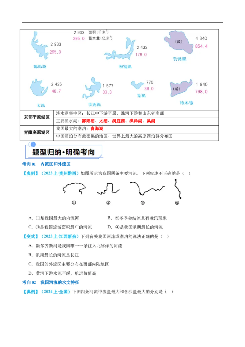 专题19中国的河流和自然灾害（讲义）（原卷版）_7地理中考复习_2024年中考复习资料_一轮复习资料_❤2024年中考地理一轮复习讲练测（全国通用）_配套讲义