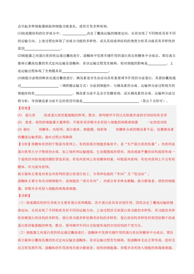 考点通关卷06细胞器和生物膜系统（解析版）_2025年新高考资料_一轮复习_2025年高考生物一轮复习考点通关卷（新高考通用）