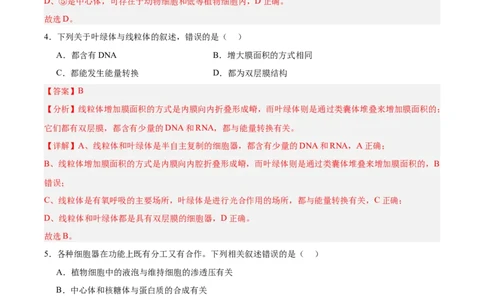 考点通关卷06细胞器和生物膜系统（解析版）_2025年新高考资料_一轮复习_2025年高考生物一轮复习考点通关卷（新高考通用）