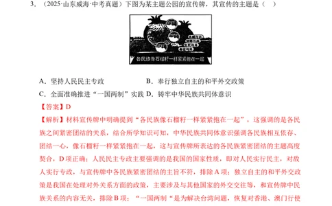 专题19民族团结与祖国统一&middot;选择题（全国通用）（解析版）_8历史中考复习_2026年中考复习（更新中）_好题汇编三年（2023-2025）中考历史真题分类汇编（全国通用）