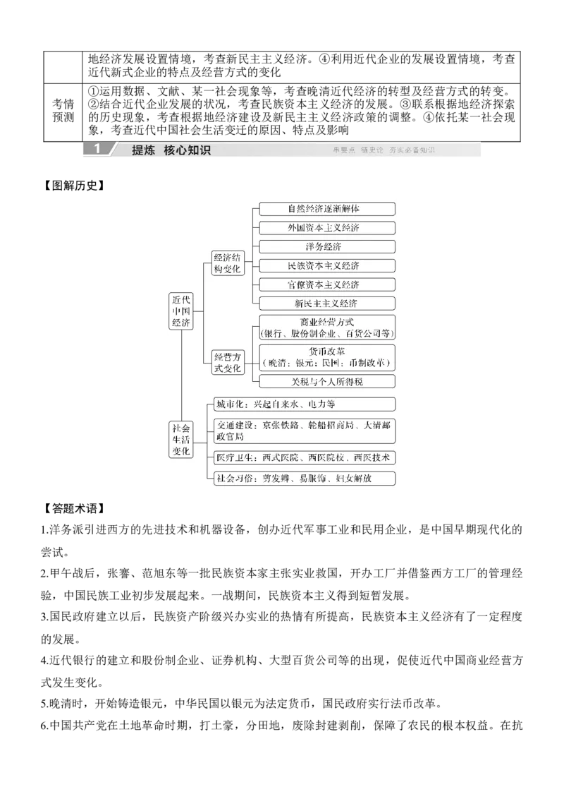 专题七　冲击转型&mdash;&mdash;近现代中国的经济发展与社会生活_8历史中考复习_2026年中考复习（更新中）_高频考点2026年高考历史二轮专题复习学案