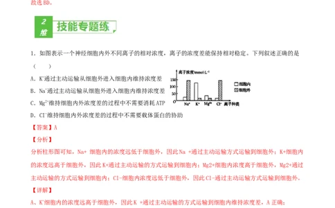 考点03物质运输-2022年高考生物一轮复习小题多维练（新高考专用）（解析版）_新高考复习资料_2022年新高考复习资料_2022年高考生物一轮复习小题多维练（新高考专用）8.8更新