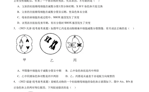 考点通关卷13减数分裂和受精作用（原卷版）_新高考复习资料_2024年新高考复习资料_一轮复习资料_完2024年高考生物一轮复习考点通关卷（新高考）_考点通关卷13减数分裂和受精作用