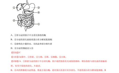 主题05人体生理与健康（第1课时）（解析版）_6生物中考复习_2023年中考复习资料_二轮复习_2023年中考生物二轮复习讲练测