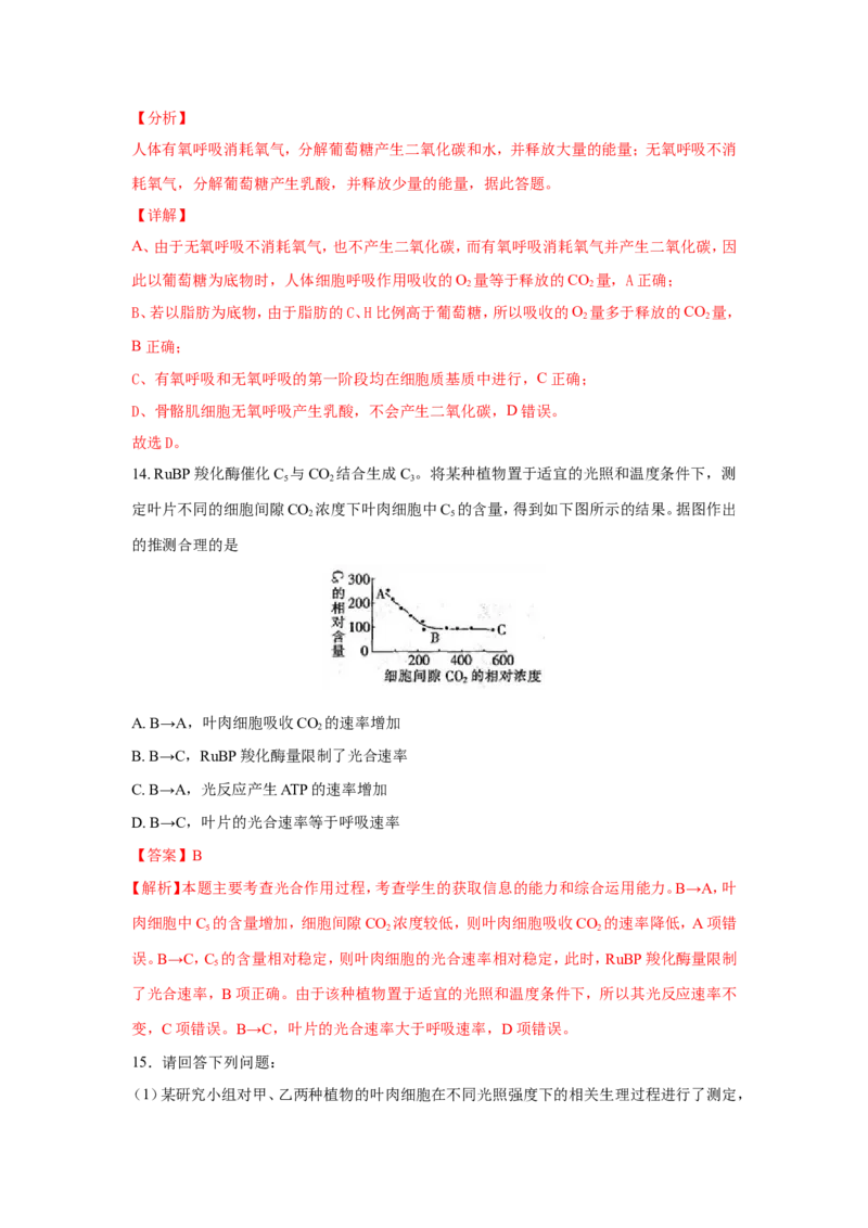 考点精讲5细胞呼吸的原理和应用（作业）_新高考复习资料_2022年新高考复习资料_2022届一轮复习讲练结合7.13更新_系列二_考点精讲5细胞呼吸的原理和应用