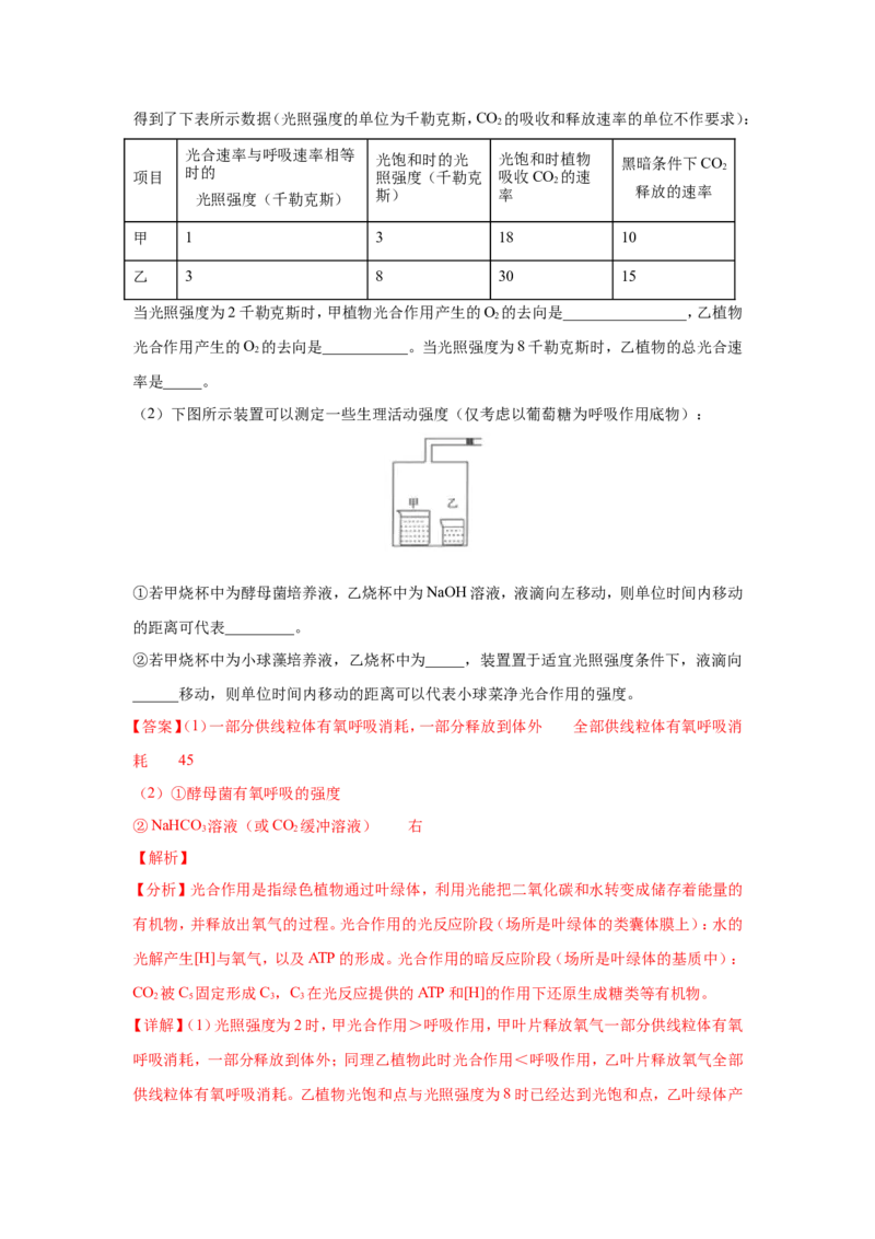考点精讲5细胞呼吸的原理和应用（作业）_新高考复习资料_2022年新高考复习资料_2022届一轮复习讲练结合7.13更新_系列二_考点精讲5细胞呼吸的原理和应用