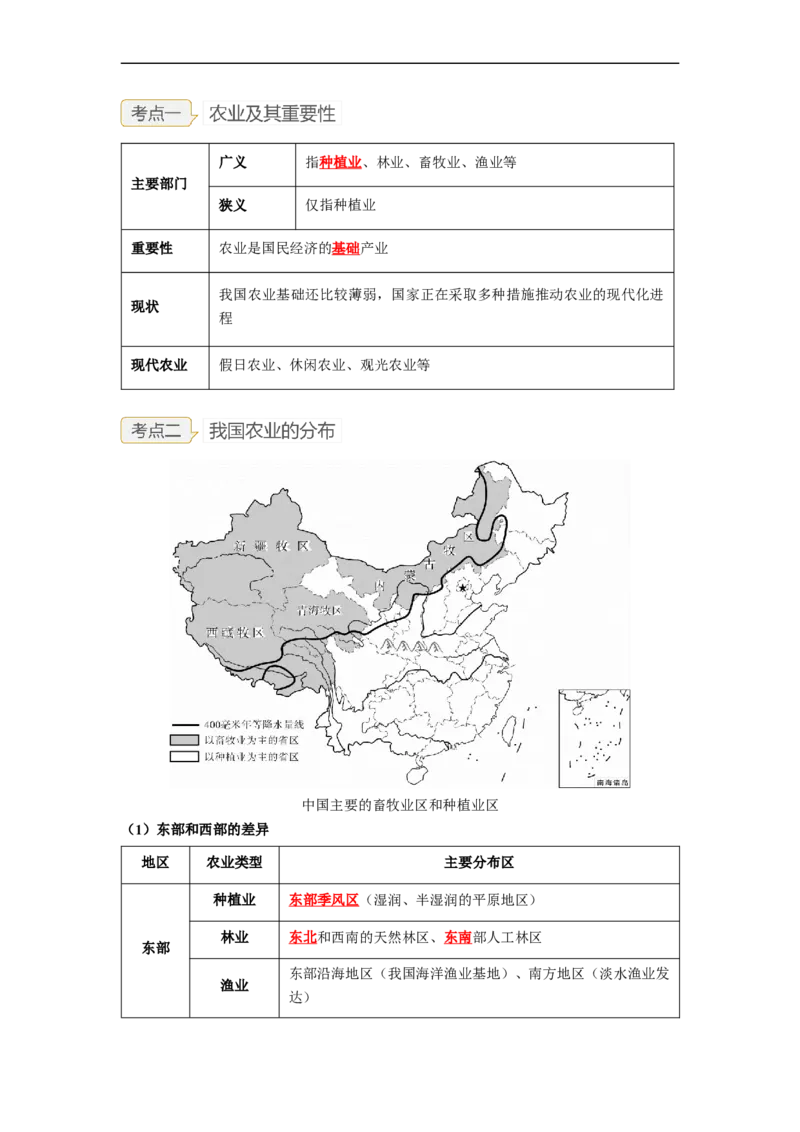 专题19农业、工业和交通运输业（讲义）（解析版）-2023年中考地理一轮复习讲练测_7地理中考复习_2023年中考复习资料_一轮复习_2023年中考地理一轮复习讲练测