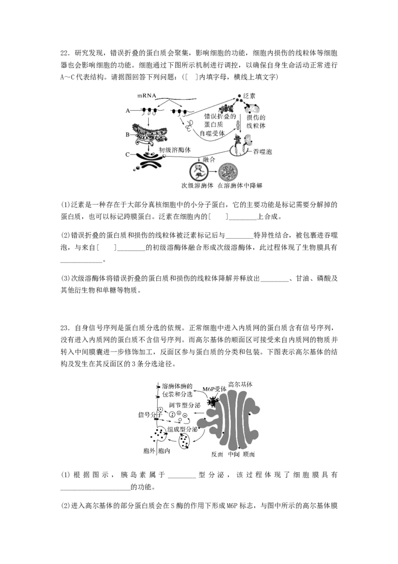 考点08细胞器之间的分工合作（原卷版）_通用版（老高考）复习资料_2023年复习资料_一轮复习_2023年高考生物一轮复习讲练测（全国通用）