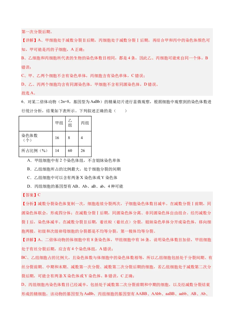 考点通关卷13减数分裂和受精作用（解析版）_新高考复习资料_2025年新高考资料_2025年高考生物一轮复习考点通关卷（新高考通用）