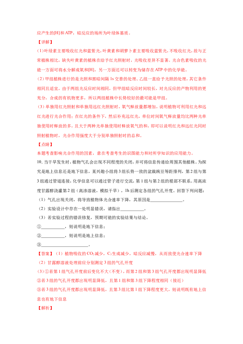 考点精讲6光合作用与能量转化（作业）_新高考复习资料_2022年新高考复习资料_2022届一轮复习讲练结合7.13更新_系列二_考点精讲6光合作用与能量转化
