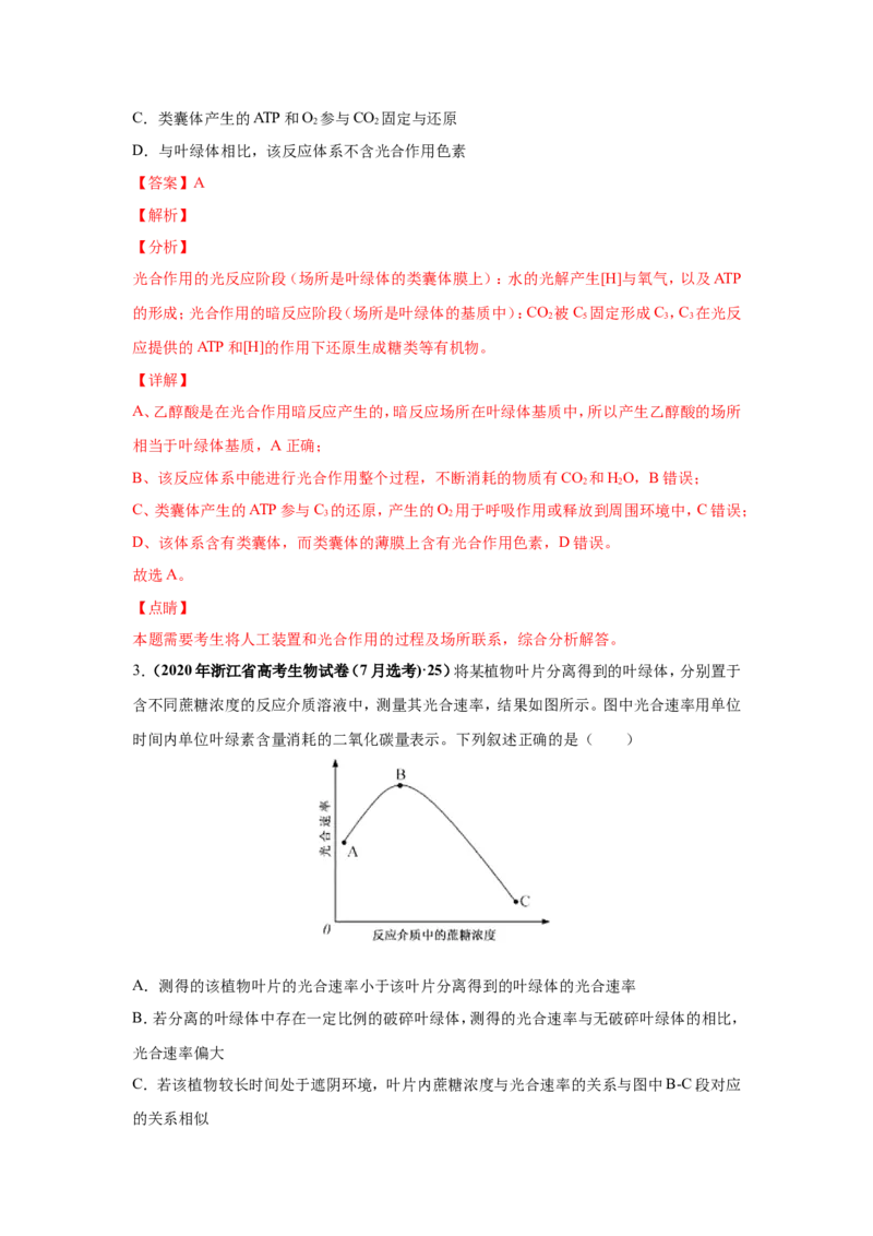 考点精讲6光合作用与能量转化（作业）_新高考复习资料_2022年新高考复习资料_2022届一轮复习讲练结合7.13更新_系列二_考点精讲6光合作用与能量转化