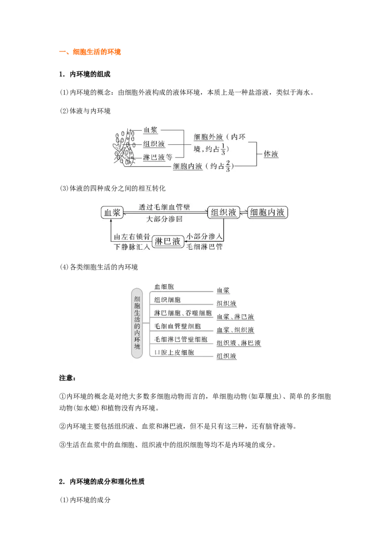 考点24人体内环境稳态（原卷版）_通用版（老高考）复习资料_2023年复习资料_一轮复习_2023年高考生物一轮复习讲练测（全国通用）