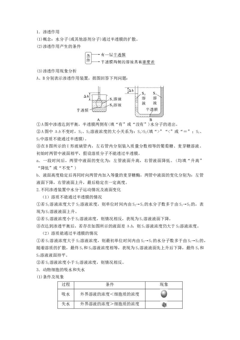 考点09细胞内物质的输入和输出（原卷版）_通用版（老高考）复习资料_2023年复习资料_一轮复习_2023年高考生物一轮复习讲练测（全国通用）