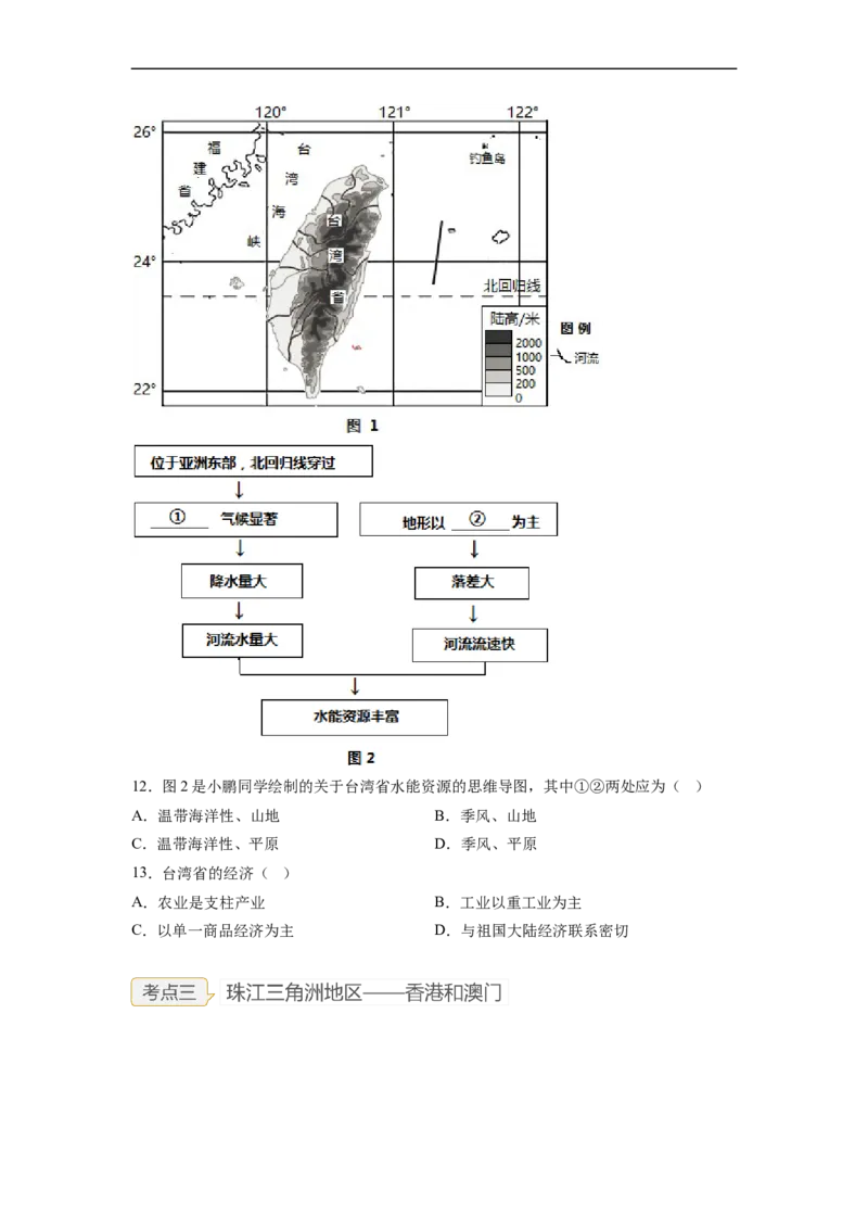 专题23认识区域-北京、台湾、珠江三角洲（讲义）（原卷版）-2023年中考地理一轮复习讲练测_7地理中考复习_2023年中考复习资料_一轮复习_2023年中考地理一轮复习讲练测