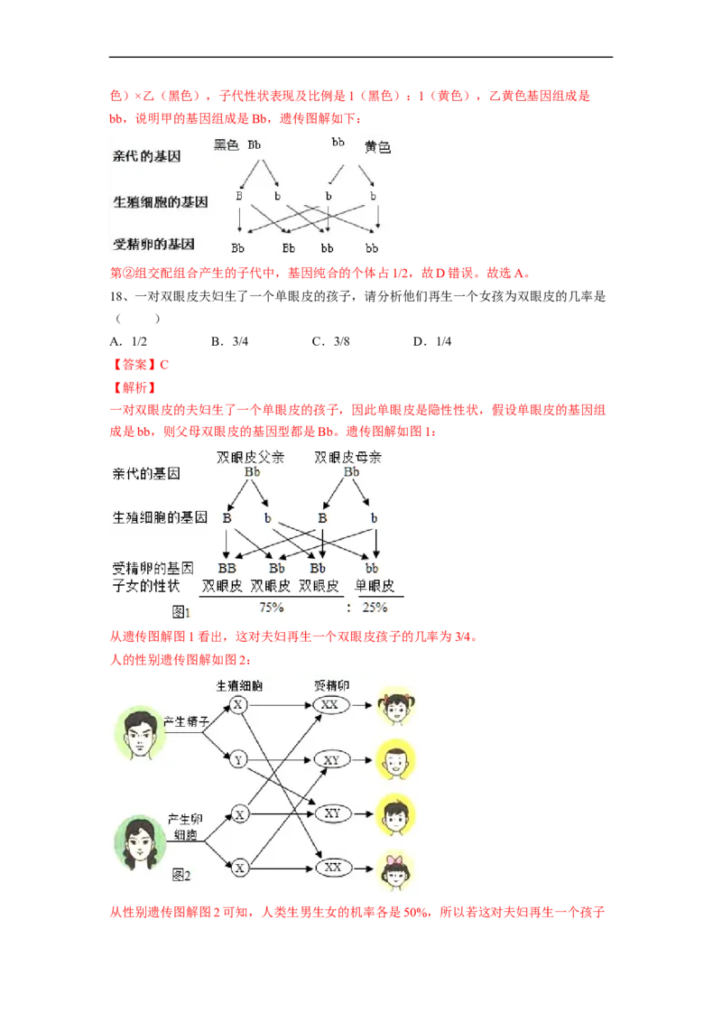 专题20生物的遗传与变异-2022年中考生物一轮复习抓重点考典型（人教版）（解析版）_6生物中考复习_2023年中考复习资料_一轮复习_2022年中考生物一轮复习抓重点考典型（人教版）
