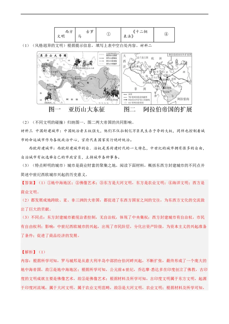 专题限时练19中古世界：封建时代的欧洲和亚洲（解析版）_8历史中考复习_2023年中考复习资料_二轮复习_核心素养新课标2023年中考历史一二轮复习提分快训（部编版）