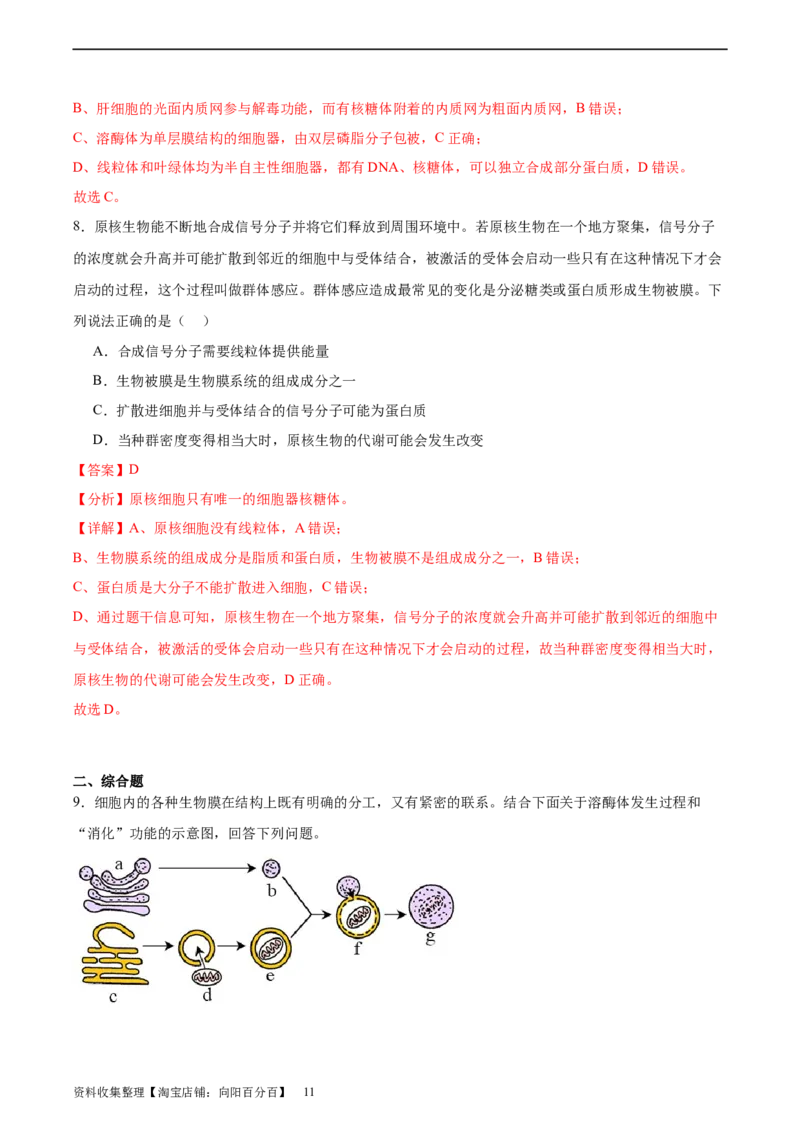 考点通关卷06细胞器和生物膜系统（解析版）_新高考复习资料_2024年新高考复习资料_一轮复习资料_完2024年高考生物一轮复习考点通关卷（新高考）_考点通关卷06细胞器和生物膜系统