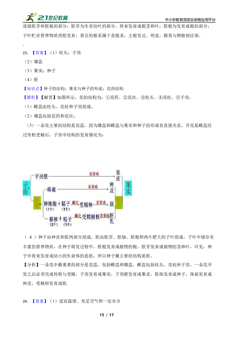 人教版2023届中考一轮复习专用训练卷&mdash;专题5生物圈中有哪些绿色植物（含解析）_6生物中考复习_2023年中考复习资料_一轮复习_人教版2023届中考生物一轮复习专用训练卷