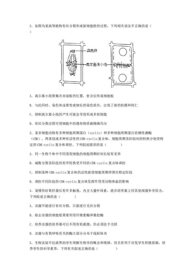 考点13细胞增殖（核心考点讲与练）-2023年高考生物一轮复习讲练测（全国通用）（原卷版）_通用版（老高考）复习资料_2023年复习资料_一轮复习