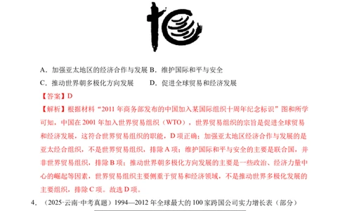 专题32走向和平发展的世界&middot;选择题（全国通用）（原卷版）_8历史中考复习_2026年中考复习（更新中）_好题汇编三年（2023-2025）中考历史真题分类汇编（全国通用）