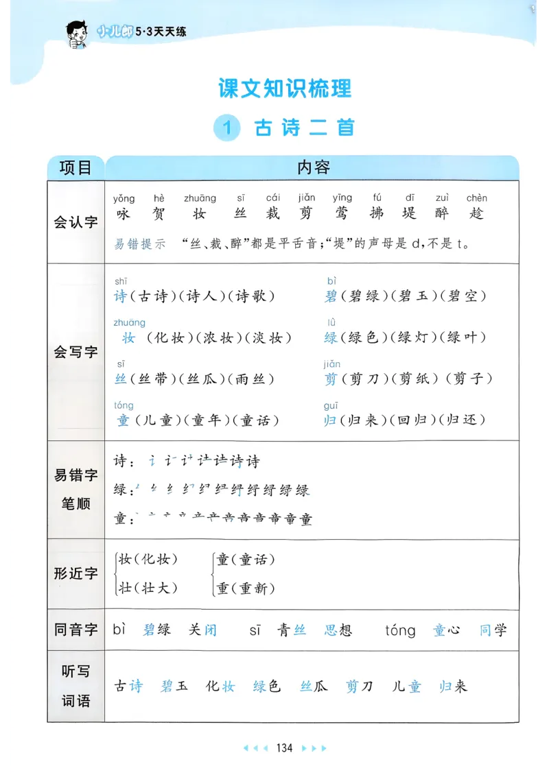一年级语文下册人教版26春《53天天练》课堂笔记_2026春季学期_26春53天天练_26春53天天练语文1-6下完整版全套_二年级语文下册人教版26春《53天天练》