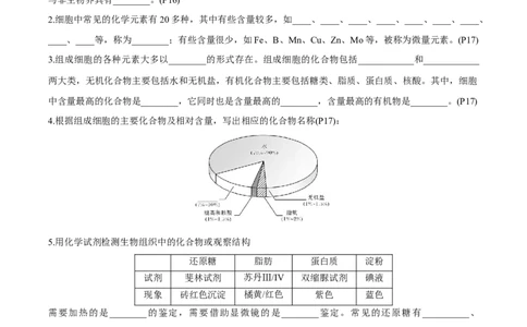 考点通关卷02细胞中的元素和化合物（原卷版）_2025年新高考资料_一轮复习_2025年高考生物一轮复习考点通关卷（新高考通用）