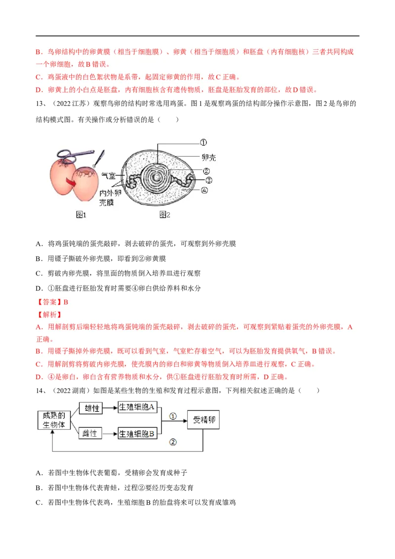 专题19生物的生殖和发育（解析版）_6生物中考复习_2023年中考复习资料_一轮复习_2023年中考生物一轮复习讲练测_专题19生物的生殖和发育（专题精练）-2023年中考生物一轮复习讲练测