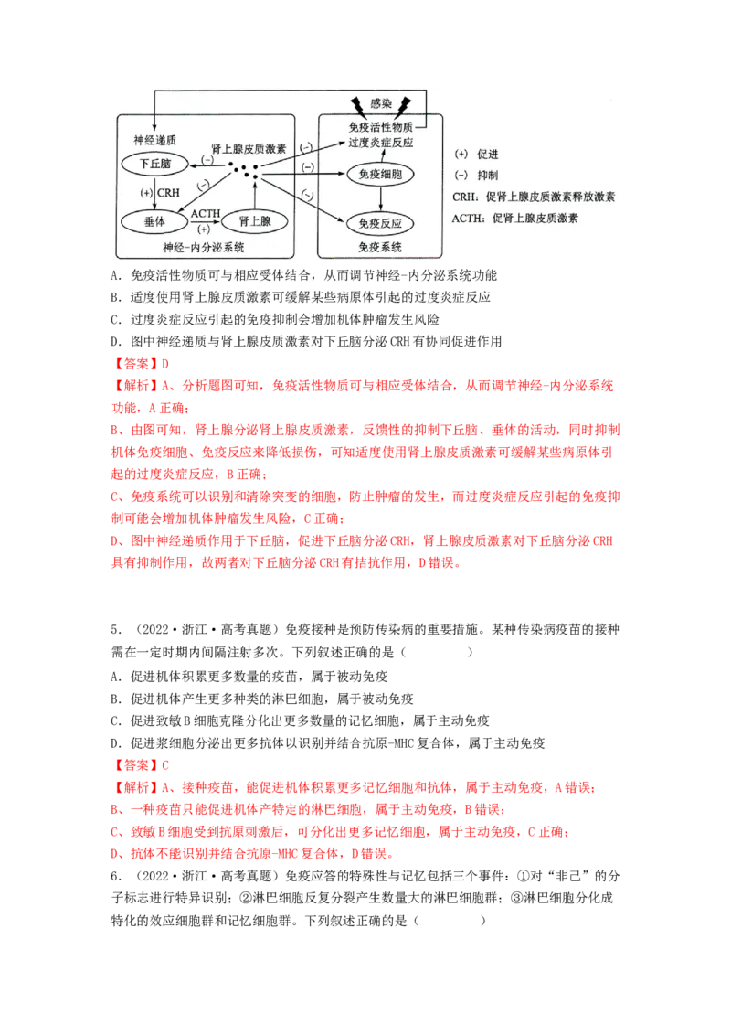 考点27免疫调节（解析版）_通用版（老高考）复习资料_2023年复习资料_一轮复习_2023年高考生物一轮复习讲练测（全国通用）