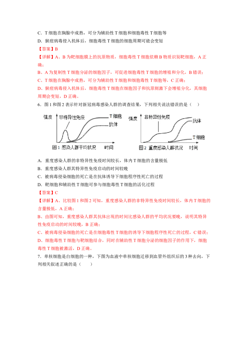 考点27免疫调节（解析版）_通用版（老高考）复习资料_2023年复习资料_一轮复习_2023年高考生物一轮复习讲练测（全国通用）
