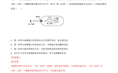 考点02细胞的结构和功能-2022年高考生物一轮复习小题多维练（新高考专用）（解析版）_新高考复习资料_2022年新高考复习资料_2022年高考生物一轮复习小题多维练（新高考专用）8.8更新