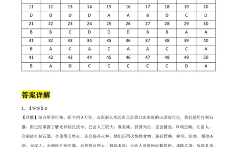中国古代史（选择题提分专练50题）（答案版）_8历史中考复习_2024年中考复习资料_一轮复习资料_历史与社会备战2024年中考历史与社会一轮复习考点帮（部编版）_配套练习