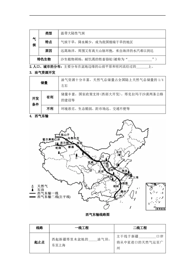 专题22西北地区和青藏地区（讲义）（原卷版）-2023年中考地理一轮复习讲练测_7地理中考复习_2023年中考复习资料_一轮复习_2023年中考地理一轮复习讲练测