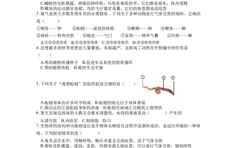 专题20动物的主要类群（原卷版）_6生物中考复习_2024年中考复习资料_一轮复习资料_完精准复习课件精讲ppt+习题精练备战2024年中考生物一轮复习全考点通关_配套练习