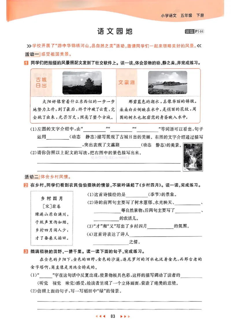 53天天练人教语文5下_26春53小学系列合集_1-6年级语文下册人教版《53天天练》