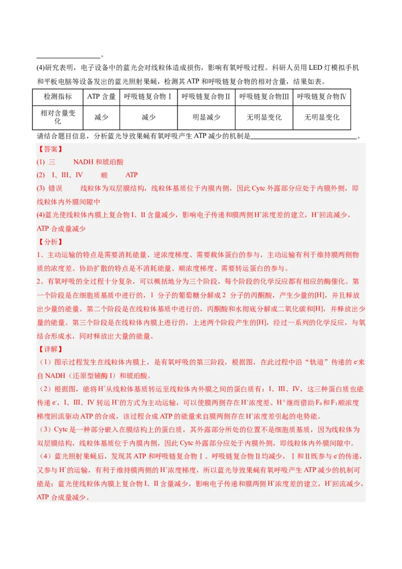 考点通关卷09细胞呼吸（解析版）_新高考复习资料_2025年新高考资料_2025年高考生物一轮复习考点通关卷（新高考通用）