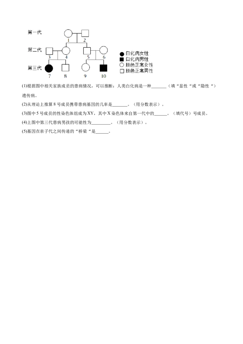 主题06遗传与进化（原卷版）_6生物中考复习_2023年中考复习资料_二轮复习_2023年中考生物二轮复习讲练测_主题06遗传与进化（测试）-2023年中考生物二轮复习讲练测_38974351