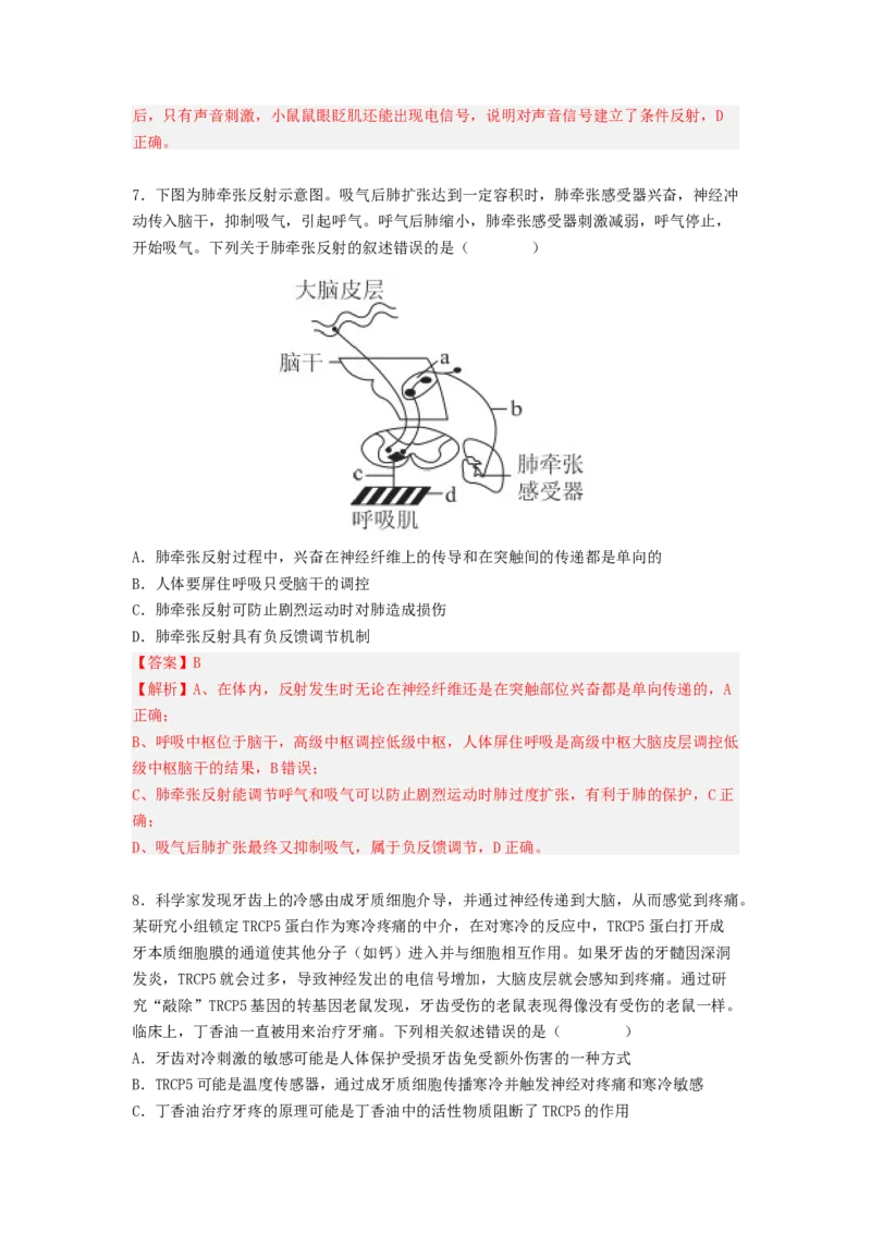 考点25神经调节（解析版）_通用版（老高考）复习资料_2023年复习资料_一轮复习_2023年高考生物一轮复习讲练测（全国通用）