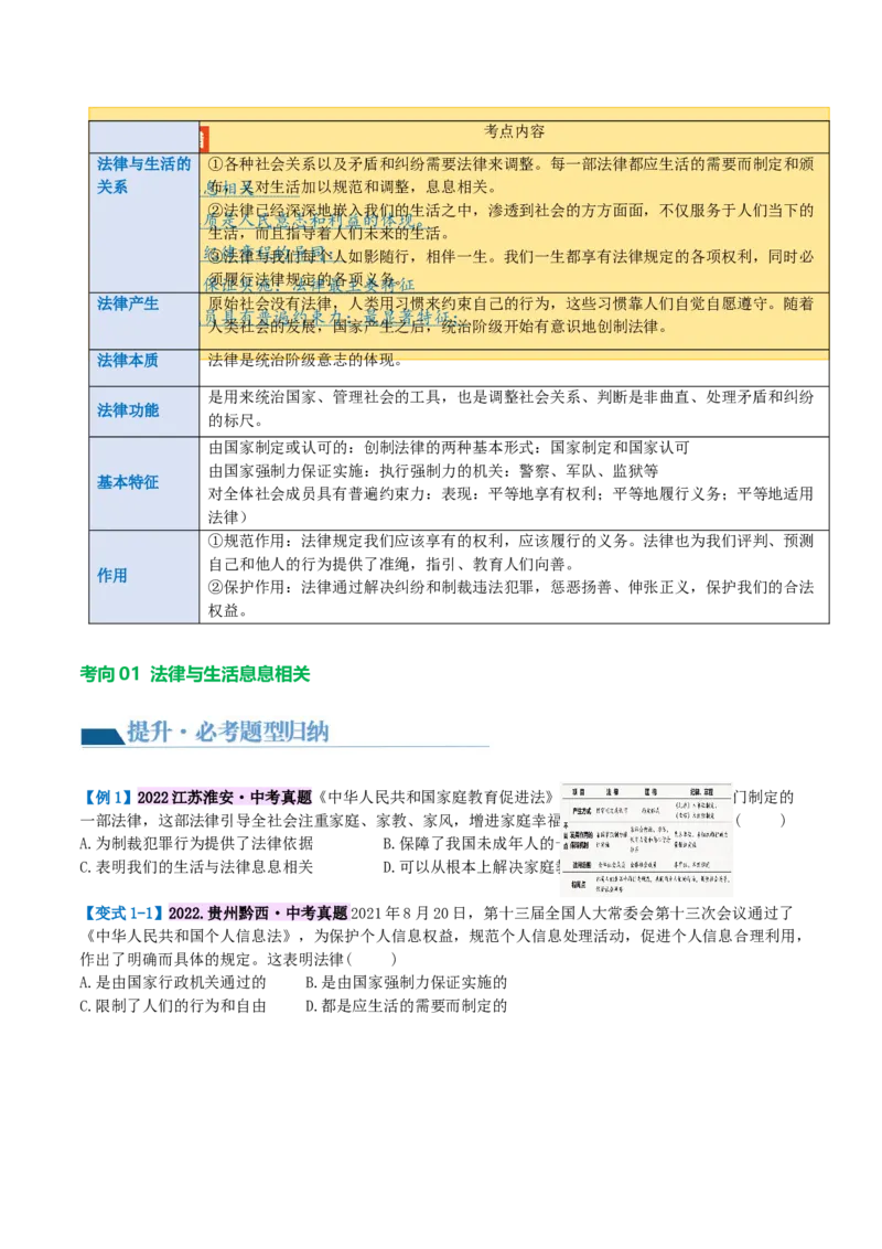 专题23走进法治天地（讲义）（原卷版）_9道法中考复习_2024年中考复习资料_一轮复习资料_完2024年中考道德与法治一轮复习讲练测（全国通用）_配套讲义（原卷版+解析版）