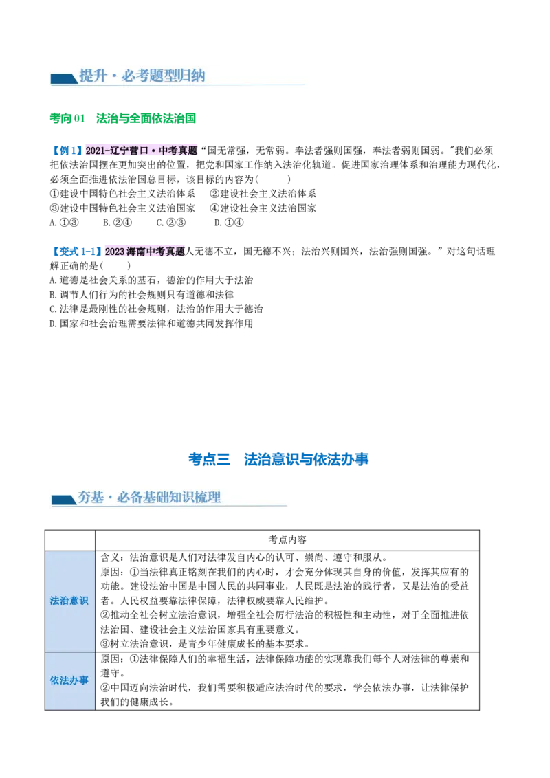 专题23走进法治天地（讲义）（原卷版）_9道法中考复习_2024年中考复习资料_一轮复习资料_完2024年中考道德与法治一轮复习讲练测（全国通用）_配套讲义（原卷版+解析版）