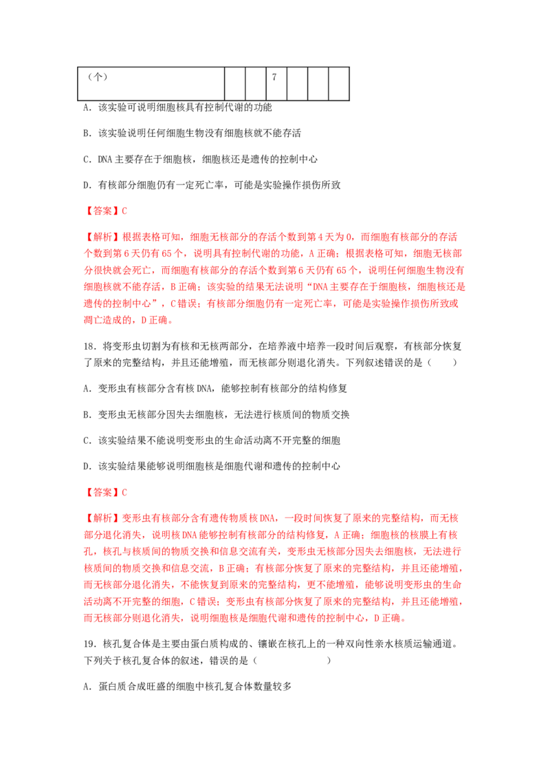考点07细胞膜与细胞核（解析版）_通用版（老高考）复习资料_2023年复习资料_一轮复习_2023年高考生物一轮复习讲练测（全国通用）