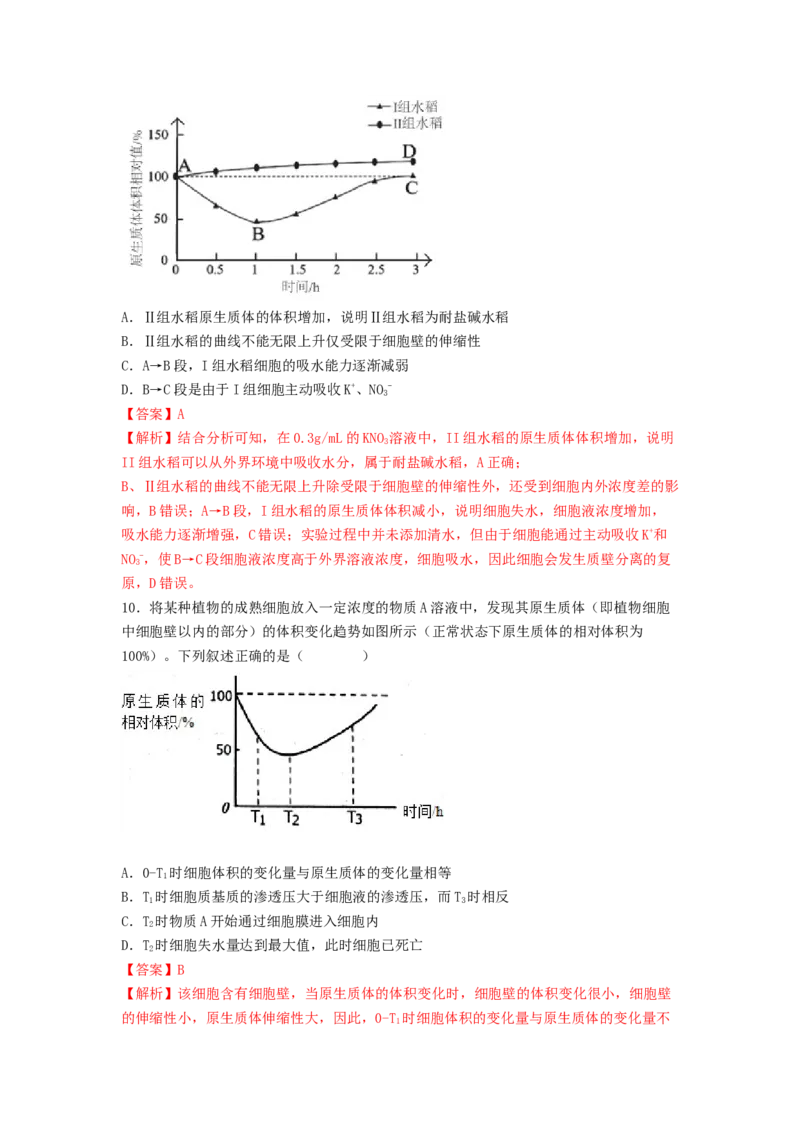 考点09细胞内物质的输入和输出（解析版）_通用版（老高考）复习资料_2023年复习资料_一轮复习_2023年高考生物一轮复习讲练测（全国通用）