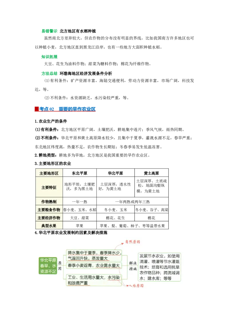 专题20北方地区（word）2025-2026学年初中地理人教版2024一轮复习学案知识点+习题（原卷版）_7地理中考复习_2026年中考复习（更新中）_2026中考地理一轮考点复习学案+配套课件_习题