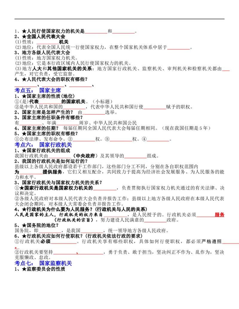 专题15：人民当家作主（背诵清单+跟踪训练）（学生版）_9道法中考复习_2023年中考复习资料_一轮复习_2023年中考道德与法治一轮大单元复习过过过（部编版）