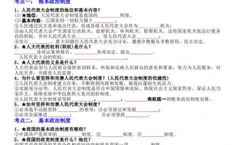 专题15：人民当家作主（背诵清单+跟踪训练）（学生版）_9道法中考复习_2023年中考复习资料_一轮复习_2023年中考道德与法治一轮大单元复习过过过（部编版）