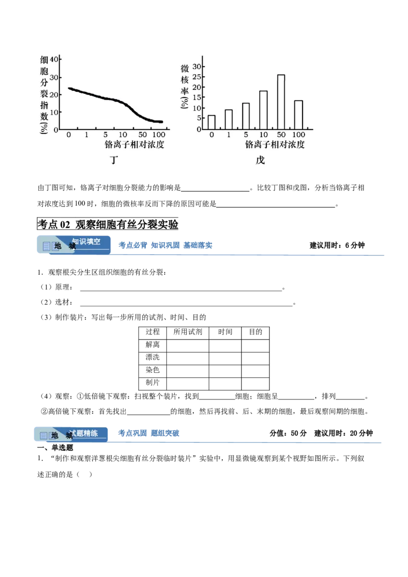 考点通关卷12细胞增殖（原卷版）_新高考复习资料_2025年新高考资料_2025年高考生物一轮复习考点通关卷（新高考通用）