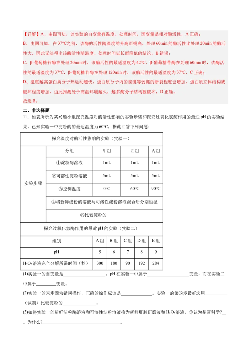 考点通关卷08酶和ATP（解析版）_新高考复习资料_2025年新高考资料_2025年高考生物一轮复习考点通关卷（新高考通用）